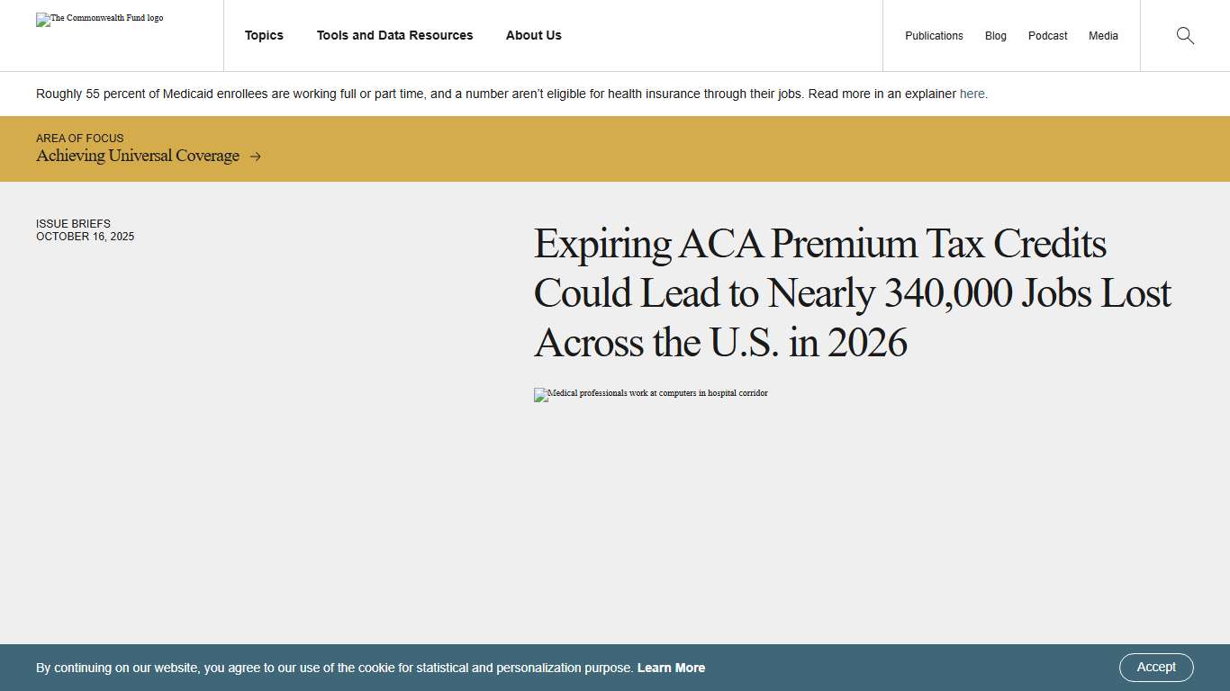Expiring Premium Tax Credits Lead to State Job Losses in 2026 Commonwealth Fund